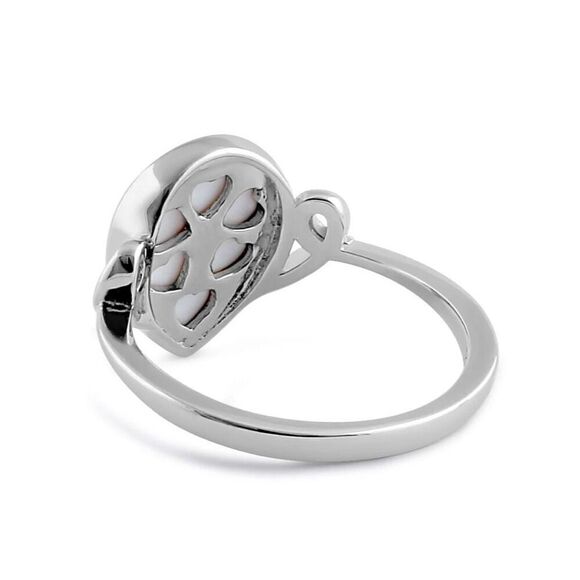 Sterling Silver Curved White Opal Pear Ring New - Picture 4 of 4